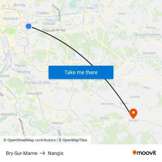 Bry-Sur-Marne to Nangis map