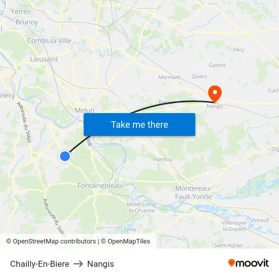 Chailly-En-Biere to Nangis map