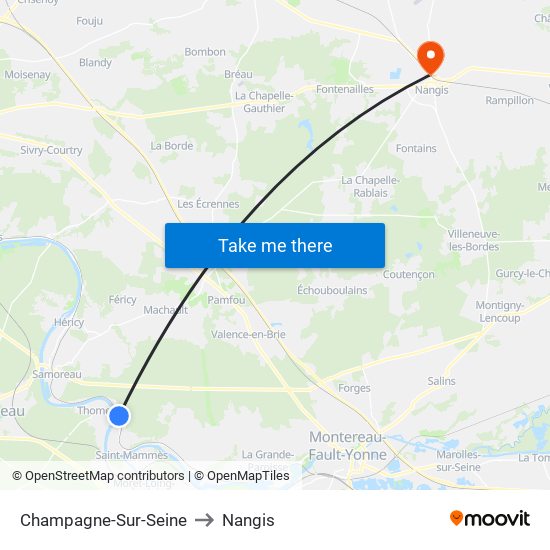 Champagne-Sur-Seine to Nangis map