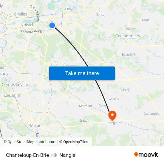 Chanteloup-En-Brie to Nangis map