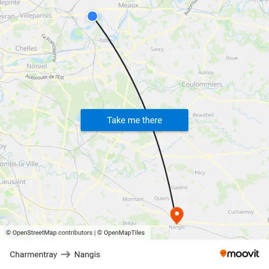 Charmentray to Nangis map