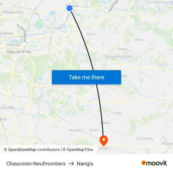 Chauconin-Neufmontiers to Nangis map