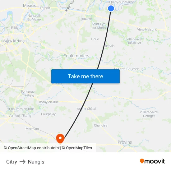 Citry to Nangis map