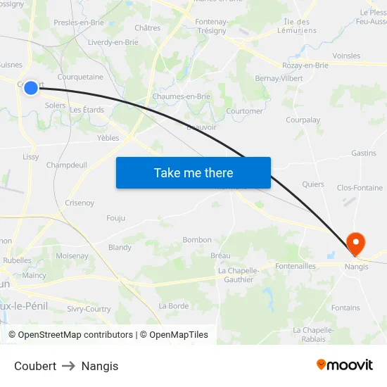 Coubert to Nangis map
