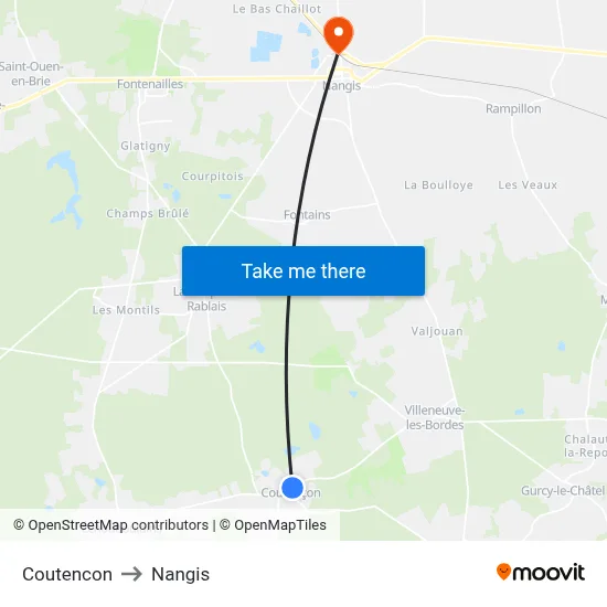 Coutencon to Nangis map