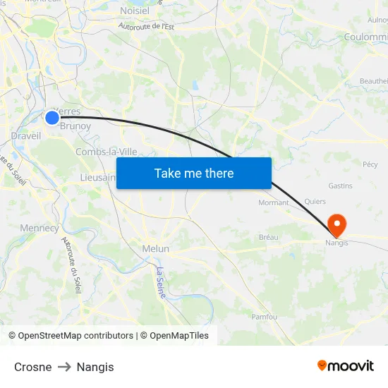Crosne to Nangis map