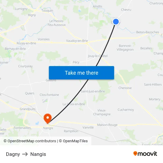 Dagny to Nangis map