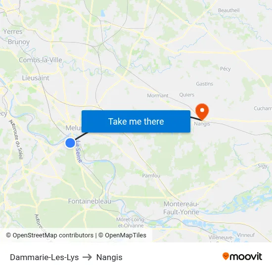 Dammarie-Les-Lys to Nangis map
