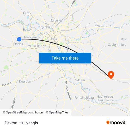 Davron to Nangis map