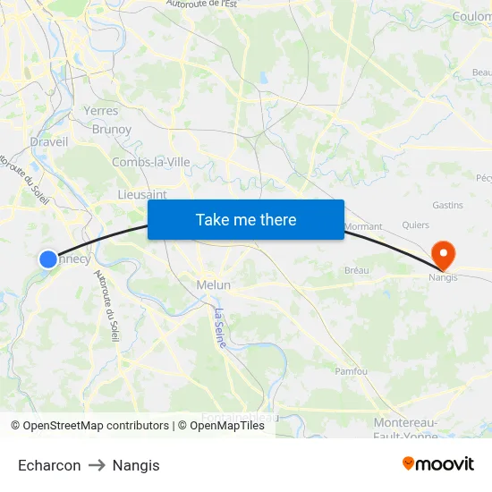 Echarcon to Nangis map