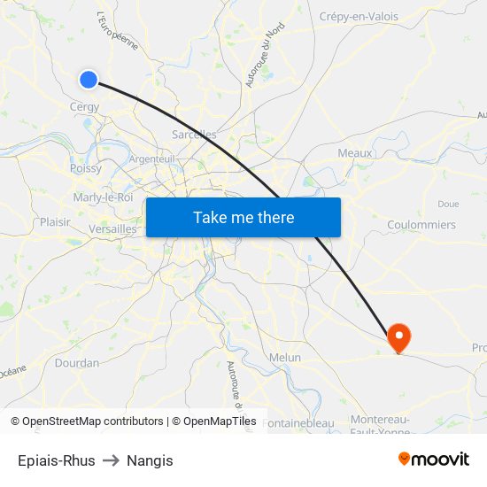 Epiais-Rhus to Nangis map