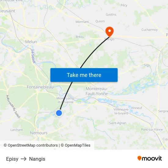Episy to Nangis map