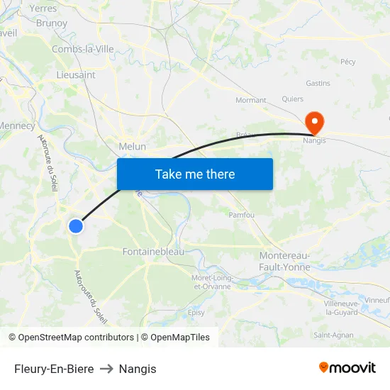 Fleury-En-Biere to Nangis map