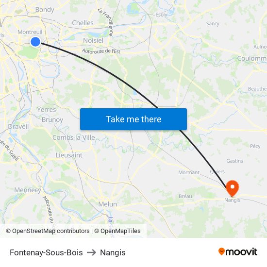 Fontenay-Sous-Bois to Nangis map