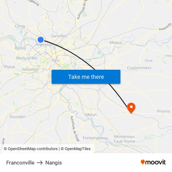 Franconville to Nangis map