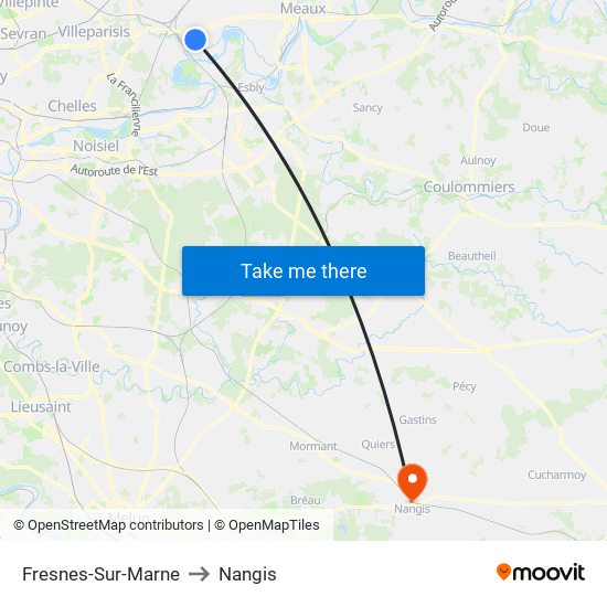 Fresnes-Sur-Marne to Nangis map