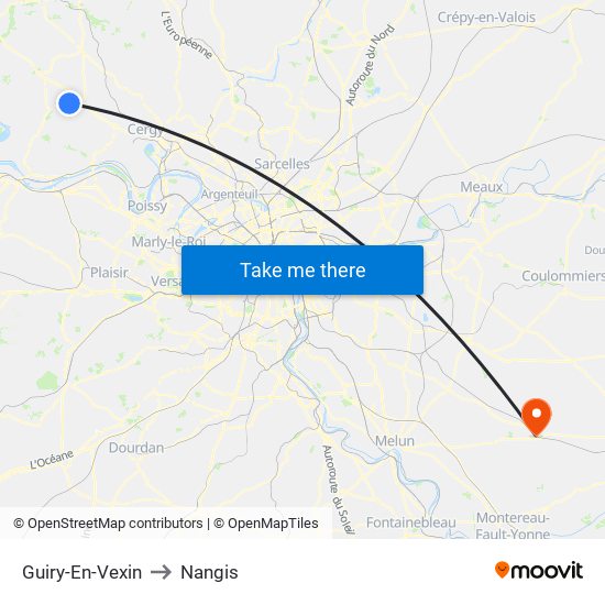 Guiry-En-Vexin to Nangis map