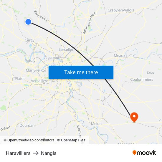 Haravilliers to Nangis map