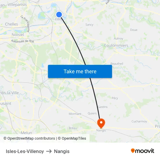 Isles-Les-Villenoy to Nangis map