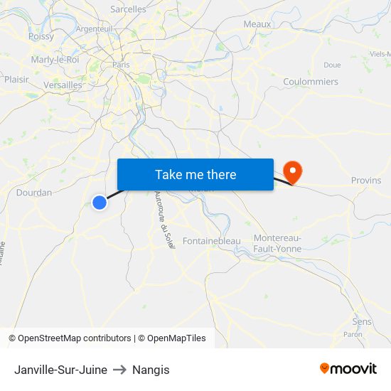 Janville-Sur-Juine to Nangis map