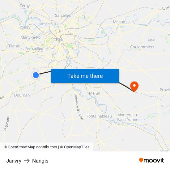 Janvry to Nangis map