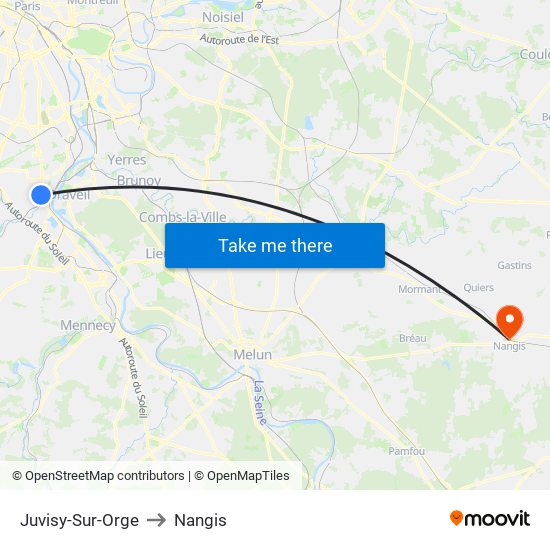 Juvisy-Sur-Orge to Nangis map