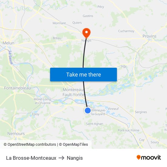 La Brosse-Montceaux to Nangis map