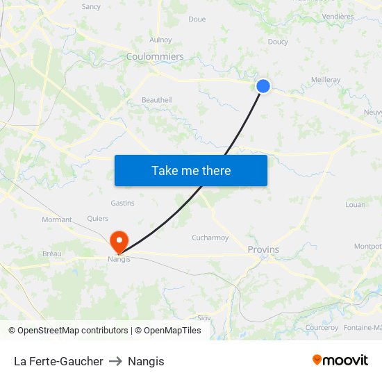La Ferte-Gaucher to Nangis map