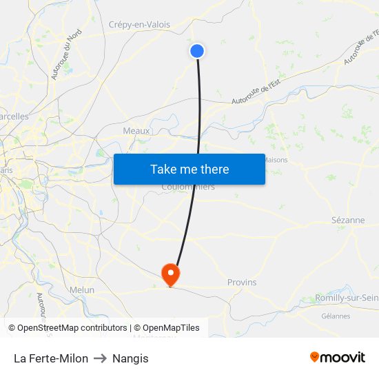 La Ferte-Milon to Nangis map