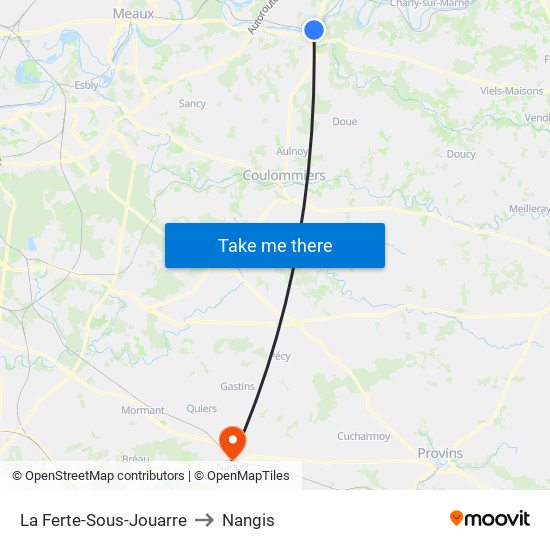La Ferte-Sous-Jouarre to Nangis map