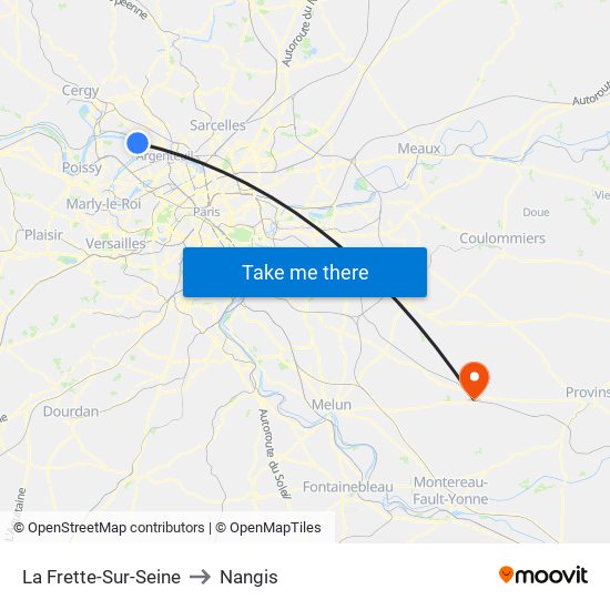 La Frette-Sur-Seine to Nangis map