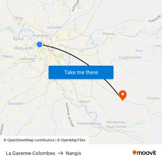 La Garenne-Colombes to Nangis map