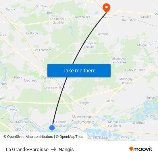 La Grande-Paroisse to Nangis map