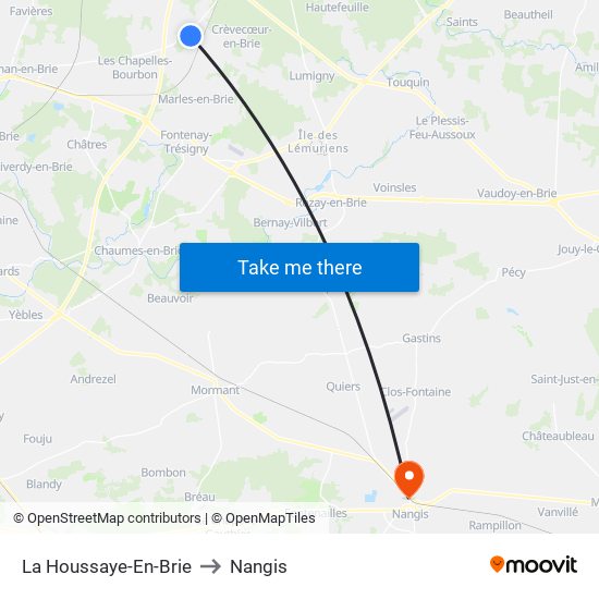 La Houssaye-En-Brie to Nangis map