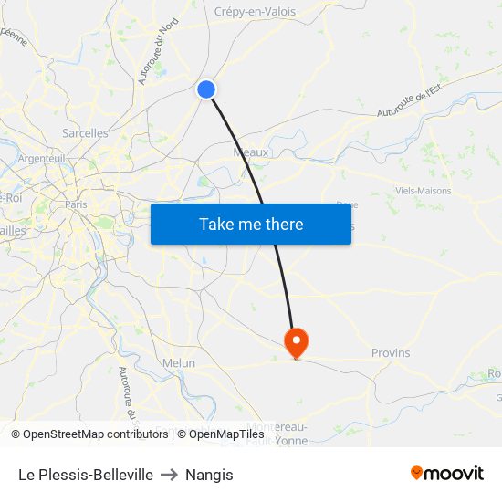 Le Plessis-Belleville to Nangis map