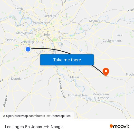 Les Loges-En-Josas to Nangis map