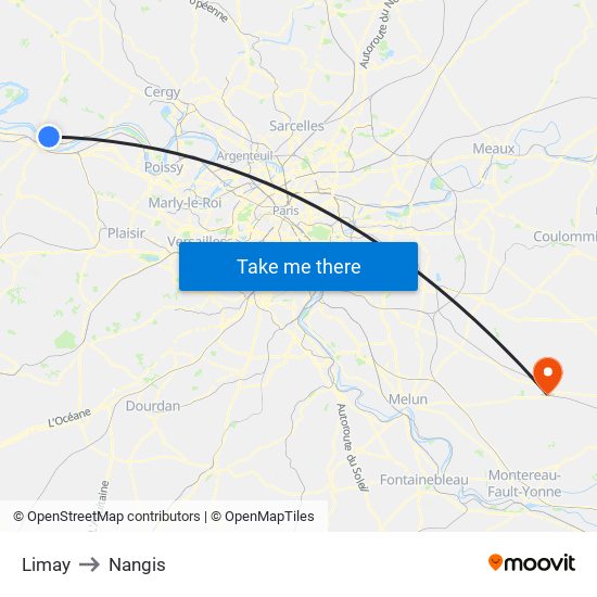 Limay to Nangis map