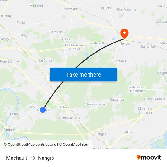 Machault to Nangis map