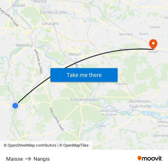 Maisse to Nangis map