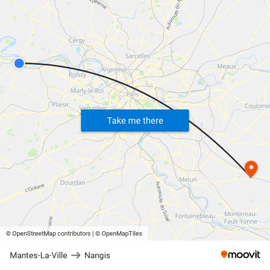 Mantes-La-Ville to Nangis map