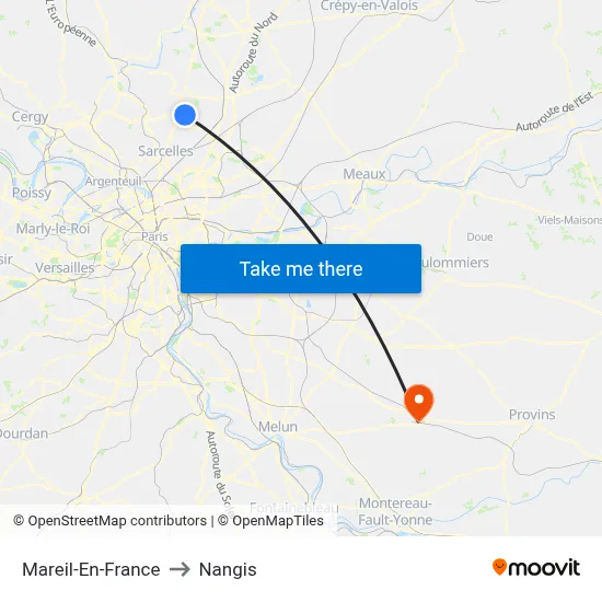Mareil-En-France to Nangis map