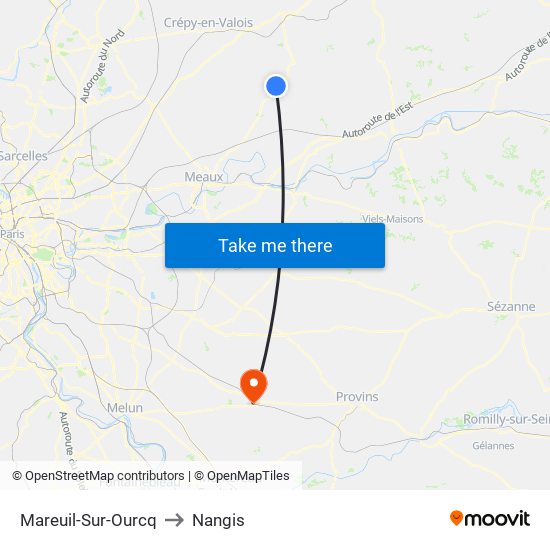 Mareuil-Sur-Ourcq to Nangis map