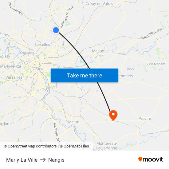 Marly-La-Ville to Nangis map