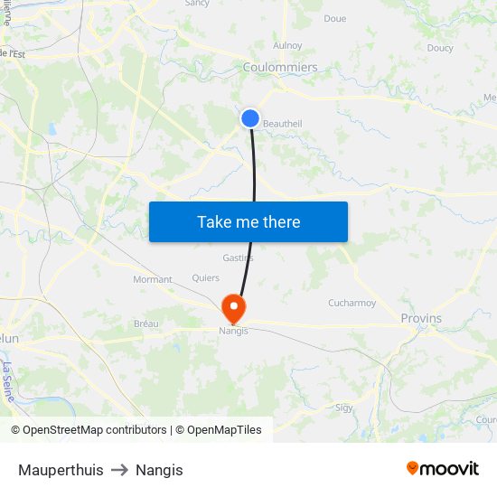 Mauperthuis to Nangis map
