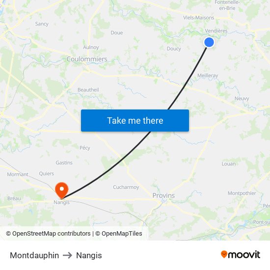 Montdauphin to Nangis map