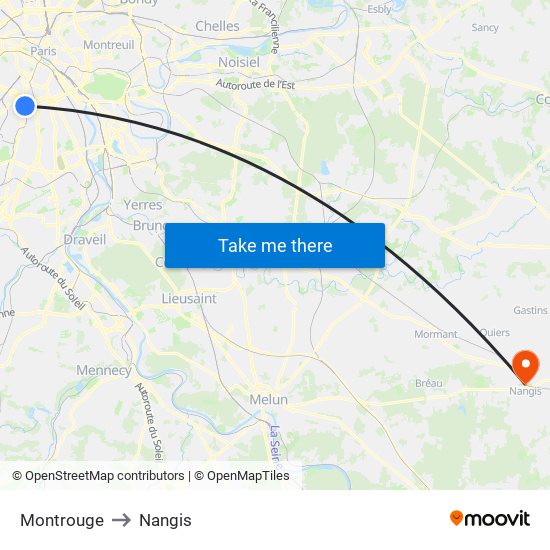 Montrouge to Nangis map