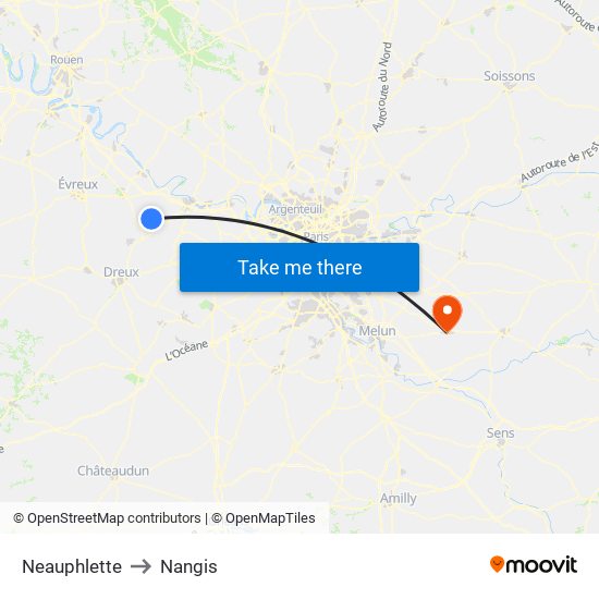 Neauphlette to Nangis map