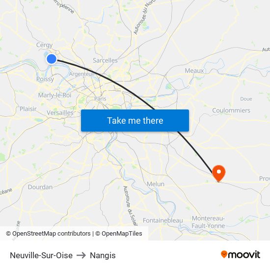 Neuville-Sur-Oise to Nangis map