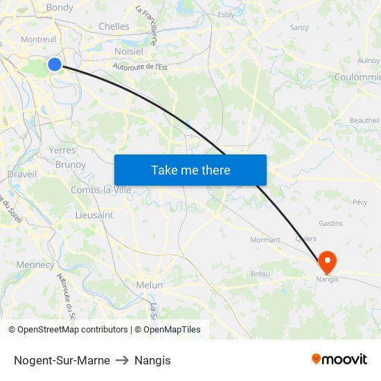 Nogent-Sur-Marne to Nangis map