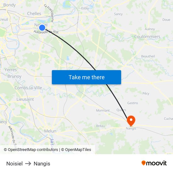 Noisiel to Nangis map